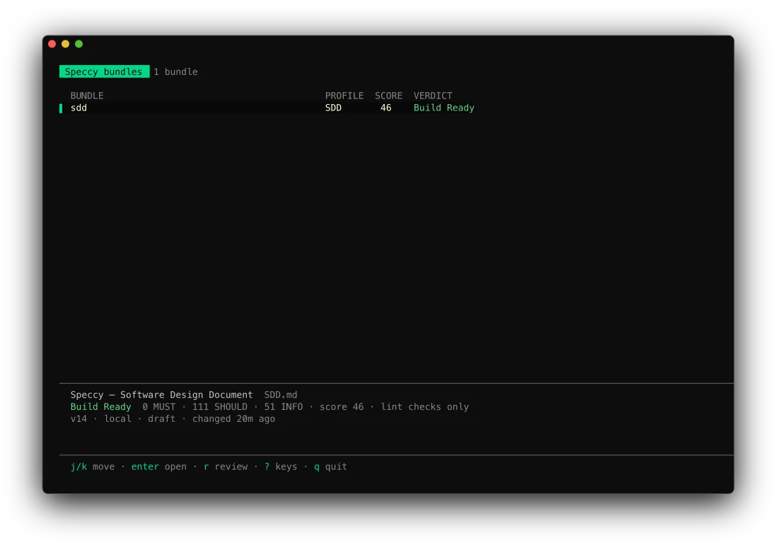 The TUI bundle list, with the preview of the bundle under the cursor